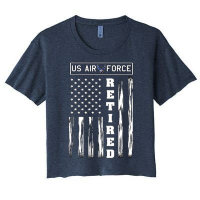 AIR FORCE Retired - Distressed American Flag Tee Women's Crop Top Tee