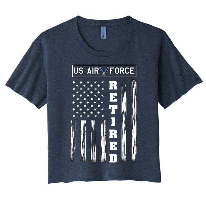 AIR FORCE Retired - Distressed American Flag Tee Women's Crop Top Tee