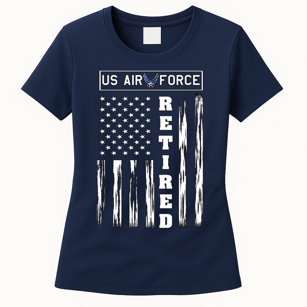 AIR FORCE Retired - Distressed American Flag Tee Womens T-Shirt