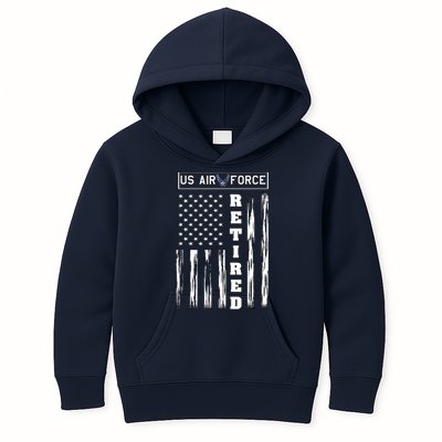 AIR FORCE Retired - Distressed American Flag Tee Kids Hoodie