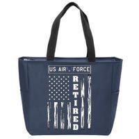 AIR FORCE Retired - Distressed American Flag Tee Zip Tote Bag
