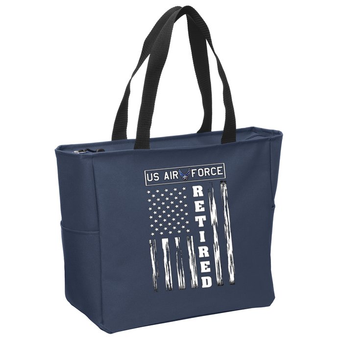 AIR FORCE Retired - Distressed American Flag Tee Zip Tote Bag