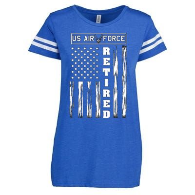 AIR FORCE Retired - Distressed American Flag Tee Enza Ladies Jersey Football T-Shirt