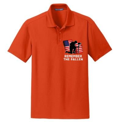 American Flag Remember The Fallen Memorial Day Dry Zone Grid Polo