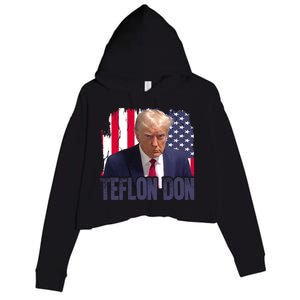 American Flag Republican Trump Teflon Don 2024 American Flag Republican Crop Fleece Hoodie