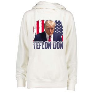 American Flag Republican Trump Teflon Don 2024 American Flag Republican Womens Funnel Neck Pullover Hood