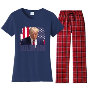 American Flag Republican Trump Teflon Don 2024 American Flag Republican Women's Flannel Pajama Set