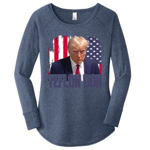 American Flag Republican Trump Teflon Don 2024 American Flag Republican Women's Perfect Tri Tunic Long Sleeve Shirt