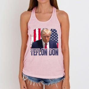 American Flag Republican Trump Teflon Don 2024 American Flag Republican Women's Knotted Racerback Tank