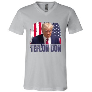 American Flag Republican Trump Teflon Don 2024 American Flag Republican V-Neck T-Shirt