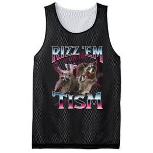 Autism Funny Rizz Em With The Tism Meme Autistic Racoon Mesh Reversible Basketball Jersey Tank