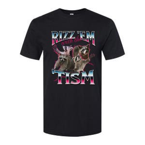 Autism Funny Rizz Em With The Tism Meme Autistic Racoon Softstyle CVC T-Shirt