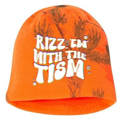 Autism Funny Rizz Em With The Tism Meme Autistic Cool Cute Gift Kati - Camo Knit Beanie