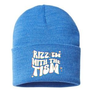 Autism Funny Rizz Em With The Tism Meme Autistic Cool Cute Gift Sustainable Knit Beanie