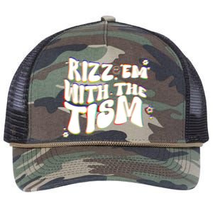 Autism Funny Rizz Em With The Tism Meme Autistic Cool Cute Gift Retro Rope Trucker Hat Cap