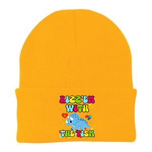 Autism Funny Rizz Em With The Tism Meme Autistic Dinosaure Gift Knit Cap Winter Beanie