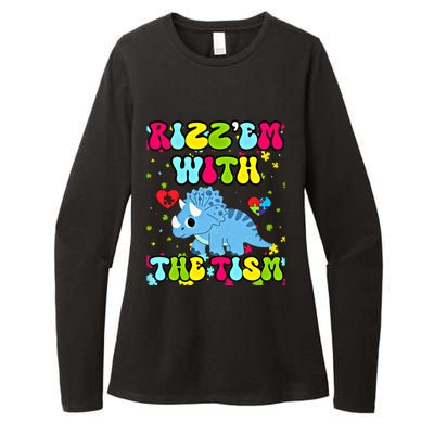 Autism Funny Rizz Em With The Tism Meme Autistic Dinosaure Gift Womens CVC Long Sleeve Shirt