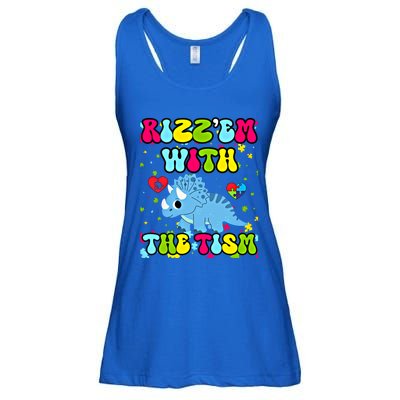 Autism Funny Rizz Em With The Tism Meme Autistic Dinosaure Gift Ladies Essential Flowy Tank