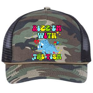 Autism Funny Rizz Em With The Tism Meme Autistic Dinosaure Gift Retro Rope Trucker Hat Cap