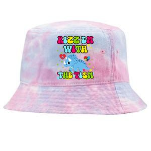 Autism Funny Rizz Em With The Tism Meme Autistic Dinosaure Gift Tie-Dyed Bucket Hat