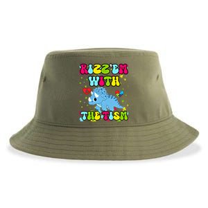 Autism Funny Rizz Em With The Tism Meme Autistic Dinosaure Gift Sustainable Bucket Hat