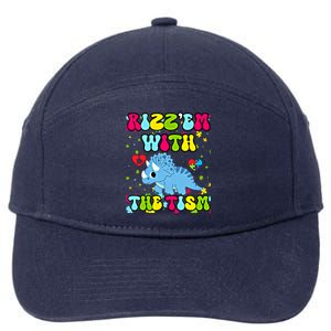 Autism Funny Rizz Em With The Tism Meme Autistic Dinosaure Gift 7-Panel Snapback Hat