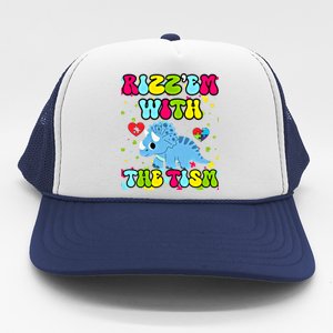 Autism Funny Rizz Em With The Tism Meme Autistic Dinosaure Gift Trucker Hat