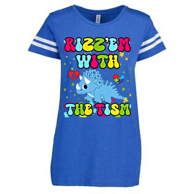 Autism Funny Rizz Em With The Tism Meme Autistic Dinosaure Gift Enza Ladies Jersey Football T-Shirt