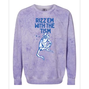 Autism Funny Rizz Em With The Tism Meme Autistic Frog Cute Gift Colorblast Crewneck Sweatshirt