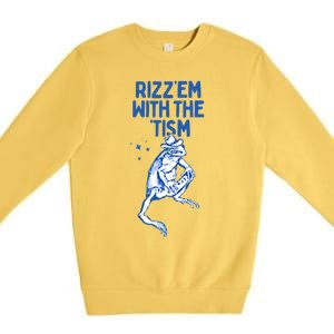 Autism Funny Rizz Em With The Tism Meme Autistic Frog Cute Gift Premium Crewneck Sweatshirt