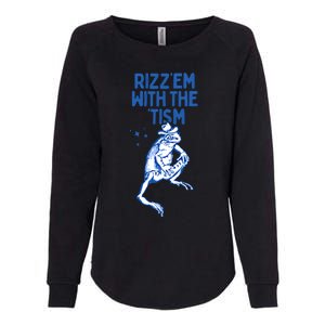 Autism Funny Rizz Em With The Tism Meme Autistic Frog Cute Gift Womens California Wash Sweatshirt