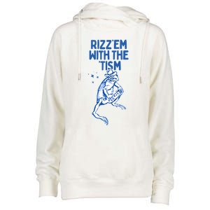 Autism Funny Rizz Em With The Tism Meme Autistic Frog Cute Gift Womens Funnel Neck Pullover Hood