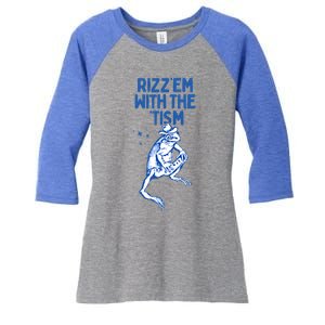 Autism Funny Rizz Em With The Tism Meme Autistic Frog Cute Gift Women's Tri-Blend 3/4-Sleeve Raglan Shirt