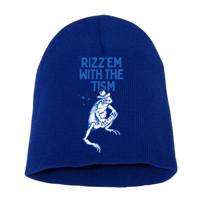 Autism Funny Rizz Em With The Tism Meme Autistic Frog Cute Gift Short Acrylic Beanie