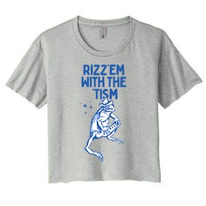 Autism Funny Rizz Em With The Tism Meme Autistic Frog Cute Gift Women's Crop Top Tee