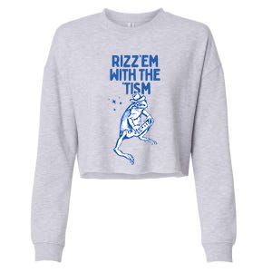 Autism Funny Rizz Em With The Tism Meme Autistic Frog Cute Gift Cropped Pullover Crew