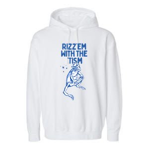 Autism Funny Rizz Em With The Tism Meme Autistic Frog Cute Gift Garment-Dyed Fleece Hoodie