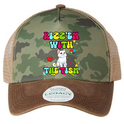 Autism Funny Rizz Em With The Tism Meme Autistic Cute Cat Great Gift Legacy Tie Dye Trucker Hat