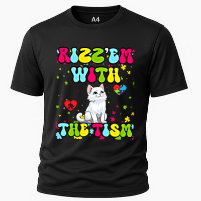 Autism Funny Rizz Em With The Tism Meme Autistic Cute Cat Great Gift Performance Shirt