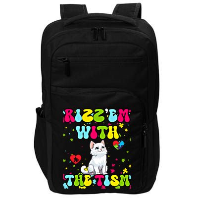 Autism Funny Rizz Em With The Tism Meme Autistic Cute Cat Great Gift Impact Tech Backpack