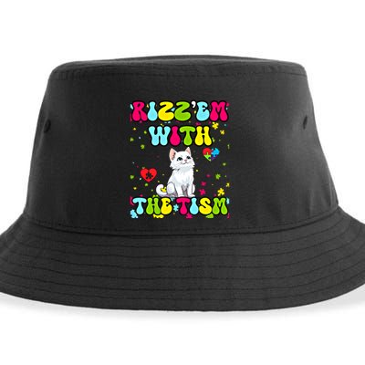 Autism Funny Rizz Em With The Tism Meme Autistic Cute Cat Great Gift Sustainable Bucket Hat