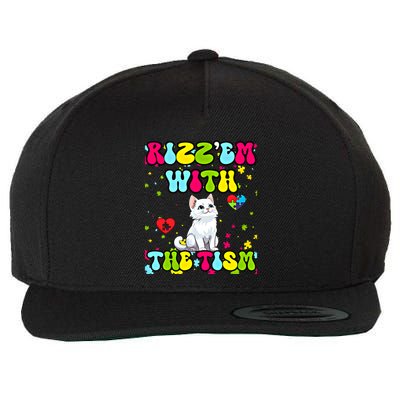 Autism Funny Rizz Em With The Tism Meme Autistic Cute Cat Great Gift Wool Snapback Cap
