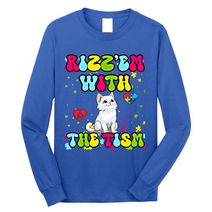 Autism Funny Rizz Em With The Tism Meme Autistic Cute Cat Great Gift Long Sleeve Shirt