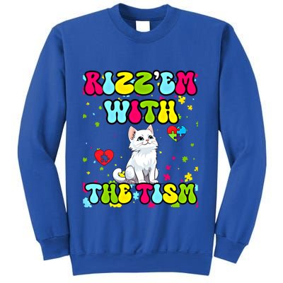 Autism Funny Rizz Em With The Tism Meme Autistic Cute Cat Great Gift Sweatshirt