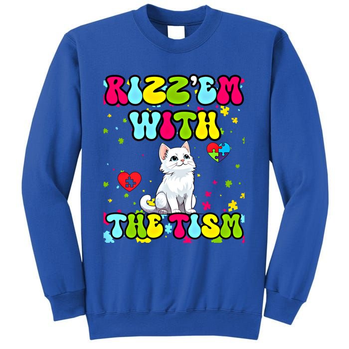 Autism Funny Rizz Em With The Tism Meme Autistic Cute Cat Great Gift Sweatshirt