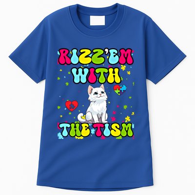 Autism Funny Rizz Em With The Tism Meme Autistic Cute Cat Great Gift Tall T-Shirt