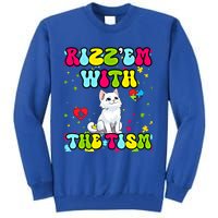 Autism Funny Rizz Em With The Tism Meme Autistic Cute Cat Great Gift Tall Sweatshirt