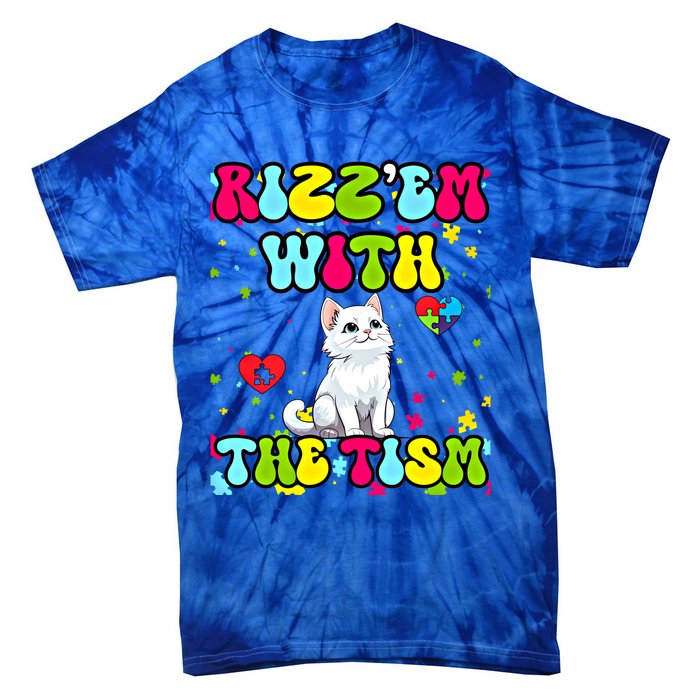 Autism Funny Rizz Em With The Tism Meme Autistic Cute Cat Great Gift Tie-Dye T-Shirt