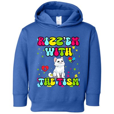 Autism Funny Rizz Em With The Tism Meme Autistic Cute Cat Great Gift Toddler Hoodie