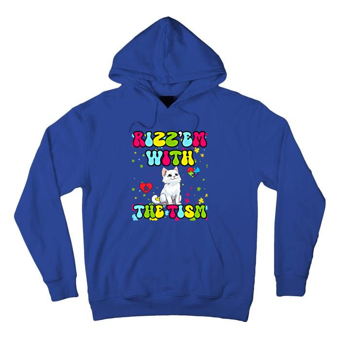 Autism Funny Rizz Em With The Tism Meme Autistic Cute Cat Great Gift Tall Hoodie